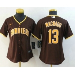 Women's San Diego Padres #13 Manny Machado Brown Stitched MLB Cool Base Nike Jersey