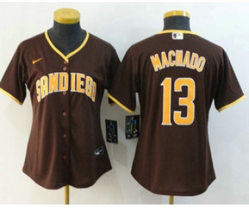 Women's San Diego Padres #13 Manny Machado Brown Stitched MLB Cool Base Nike Jersey