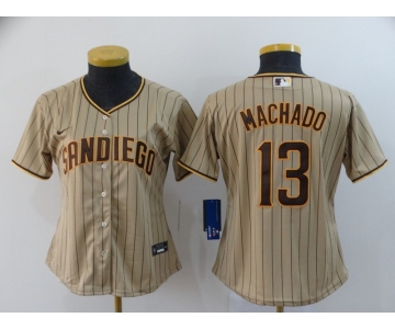 Women's San Diego Padres #13 Manny Machado Gray Stitched MLB Cool Base Nike Jersey