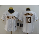 Women's San Diego Padres #13 Manny Machado White Stitched MLB Cool Base Nike Jersey
