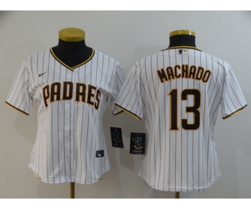 Women's San Diego Padres #13 Manny Machado White Stitched MLB Cool Base Nike Jersey