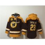 Men's San Diego Padres #23 Fernando Tatis Jr. Brown Gold Ageless Must-Have Lace-Up Pullover Hoodie