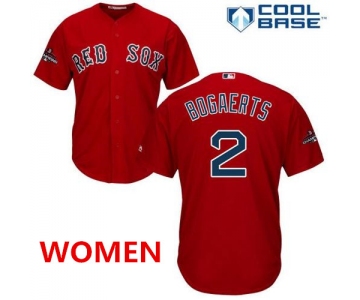 Women's Bostonred sox #2 xander bogaerts red cool base 2018 world series champions stitched baseball jersey