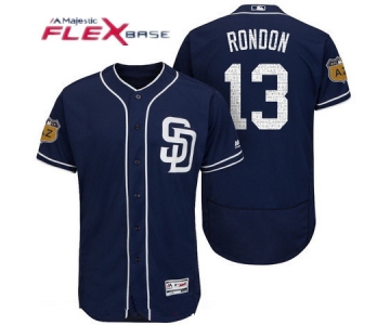 Men's San Diego Padres #13 Jose Rondon Navy Blue 2017 Spring Training Stitched MLB Majestic Flex Base Jersey