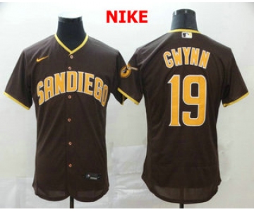 Men's San Diego Padres #19 Tony Gwynn Brown Stitched MLB Flex Base Nike Jersey