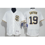 Men's San Diego Padres #19 Tony Gwynn Retired White Home Stitched MLB 2016 Majestic Flex Base Jersey