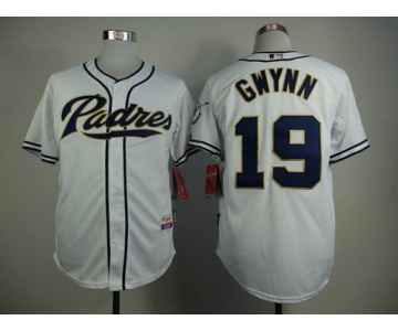 Men's San Diego Padres #19 Tony Gwynn White Cool Base Jersey