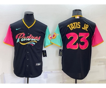 Men's San Diego Padres #23 Fernando Tatis Jr Black 2022 City Connect Cool Base Stitched Jersey