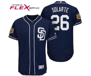 Men's San Diego Padres #26 Yangervis Solarte Navy Blue 2017 Spring Training Stitched MLB Majestic Flex Base Jersey