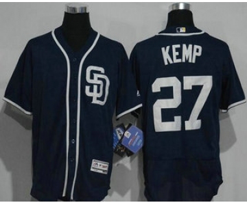Men's San Diego Padres #27 Matt Kemp Navy Blue Stitched MLB 2016 Majestic Flex Base Jersey