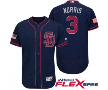 Men's San Diego Padres #3 Derek Norris Navy Blue Stars & Stripes Fashion Independence Day Stitched MLB Majestic Flex Base Jersey