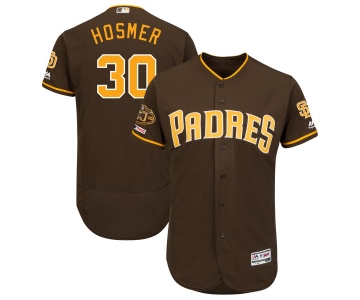 Men's San Diego Padres 30 Eric Hosmer Brown 50th Anniversary and 150th Patch FlexBase Jersey
