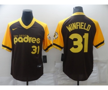 Men's San Diego Padres #31 Dave Winfield Brown Cooperstown Collection Stitched Throwback Jersey