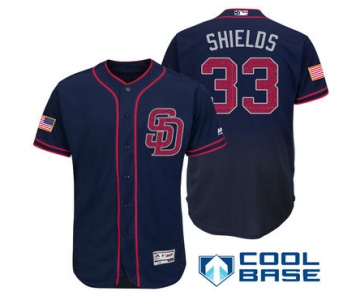 Men's San Diego Padres #33 James Shields Navy Blue Stars & Stripes Fashion Independence Day Stitched MLB Majestic Cool Base Jersey