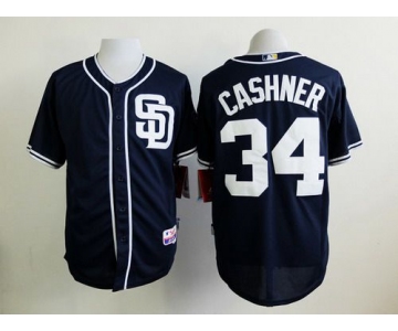 Men's San Diego Padres #34 Andrew Cashner Navy Blue Jersey