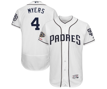 Men's San Diego Padres 4 Wil Meyers White 50th Anniversary and 150th Patch FlexBase Jersey