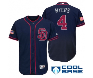Men's San Diego Padres #4 Wil Myers Navy Blue Stars & Stripes Fashion Independence Day Stitched MLB Majestic Cool Base Jersey