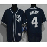 Men's San Diego Padres #4 Wil Myers Navy Blue Stitched MLB 2016 Majestic Flex Base Jersey