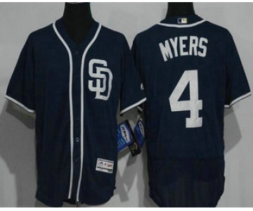 Men's San Diego Padres #4 Wil Myers Navy Blue Stitched MLB 2016 Majestic Flex Base Jersey