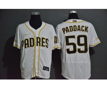 Men's San Diego Padres #59 Chris Paddack White With Gold Stitched MLB Flex Base Nike Jersey