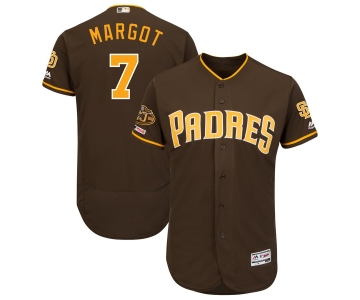 Men's San Diego Padres 7 Manuel Margot Brown 50th Anniversary and 150th Patch FlexBase Jersey