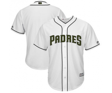 Men's San Diego Padres Blank Majestic White 2018 Memorial Day Cool Base Team Jersey