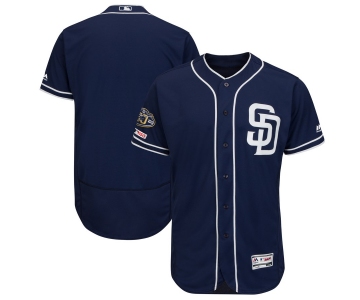 Men's San Diego Padres Blank Navy 50th Anniversary and 150th Patch FlexBase Jersey
