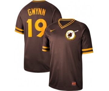 Padres #19 Tony Gwynn Brown Authentic Cooperstown Collection Stitched Baseball Jersey