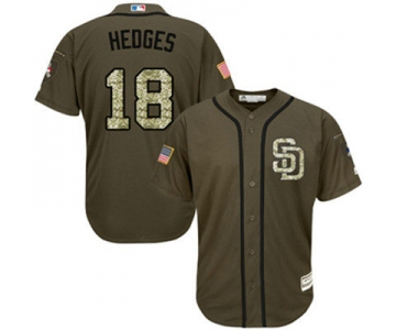 San Diego Padres 18 Austin Hedges Green Salute to Service Stitched Baseball Jersey