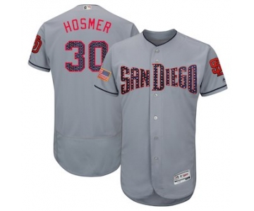 San Diego Padres 30 Eric Hosmer Majestic Gray 2018 Stars & Stripes Flex Base Player Jersey