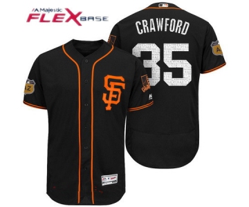 Men's San Francisco Giants #35 Brandon Crawford Black 2017 Spring Training Stitched MLB Majestic Flex Base Jersey