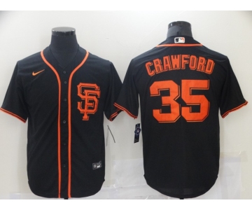 Men's San Francisco Giants #35 Brandon Crawford Black Stitched MLB Cool Base Nike Jersey