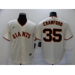 Men's San Francisco Giants #35 Brandon Crawford Cream Stitched MLB Cool Base Nike Jersey