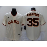 Men's San Francisco Giants #35 Brandon Crawford Cream Stitched MLB Cool Base Nike Jersey