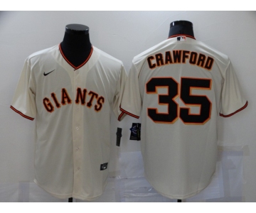 Men's San Francisco Giants #35 Brandon Crawford Cream Stitched MLB Cool Base Nike Jersey