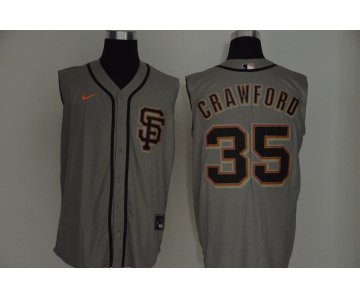 Men's San Francisco Giants #35 Brandon Crawford Gray 2020 Cool and Refreshing Sleeveless Fan Stitched MLB Nike Jersey