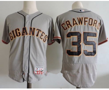 Men's San Francisco Giants #35 Brandon Crawford Gray Gigantes Stitched MLB Majestic Flex Base Jersey