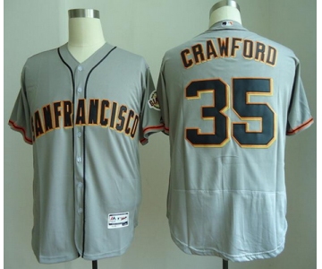 Men's San Francisco Giants #35 Brandon Crawford Gray Road Stitched MLB Majestic Flex Base Jersey
