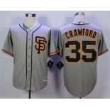 Men's San Francisco Giants #35 Brandon Crawford Grey New Cool Base SF Jersey