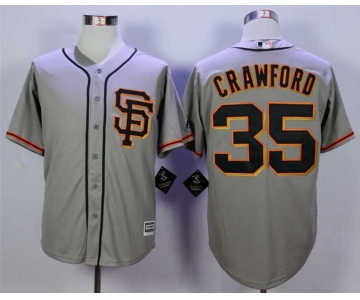 Men's San Francisco Giants #35 Brandon Crawford Grey New Cool Base SF Jersey