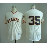 Men's San Francisco Giants #35 Brandon Crawford No Name Cream Home Stitched MLB Majestic Flex Base Jersey