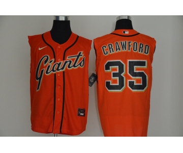 Men's San Francisco Giants #35 Brandon Crawford Orange 2020 Cool and Refreshing Sleeveless Fan Stitched MLB Nike Jersey