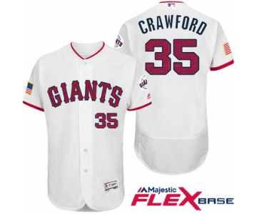 Men's San Francisco Giants #35 Brandon Crawford White Stars & Stripes Fashion Independence Day Stitched MLB Majestic Flex Base Jersey