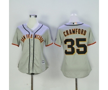 Women's San Francisco Giants #35 Brandon Crawford Gray Road Stitched MLB Majestic Cool Base Jersey