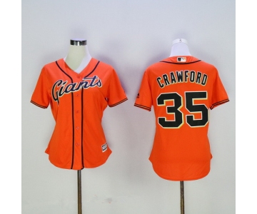 Women's San Francisco Giants #35 Brandon Crawford Orange Cool Base Stitched MLB Jersey