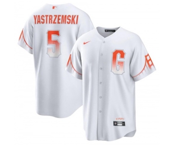 Men's Giants #5 Mike Yastrzemski White 2021 City Connect MLB Cool Base Nike Jersey