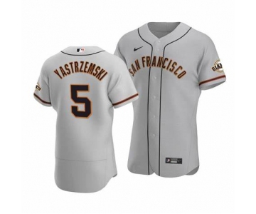 Men's San Francisco Giants #5 Mike Yastrzemski Gray Flex Base Nike Jersey