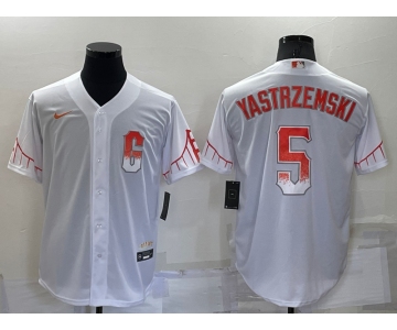 Men's San Francisco Giants #5 Mike Yastrzemski White 2021 City Connect Stitched Cool Base Nike Jersey