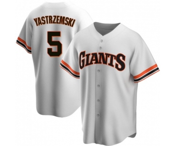 Mens San Francisco Giants #5 Mike Yastrzemski White Home Cooperstown Collection Jersey