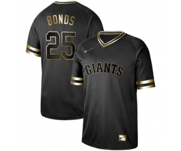 Giants #25 Barry Bonds Black Gold Authentic Stitched Baseball Jersey